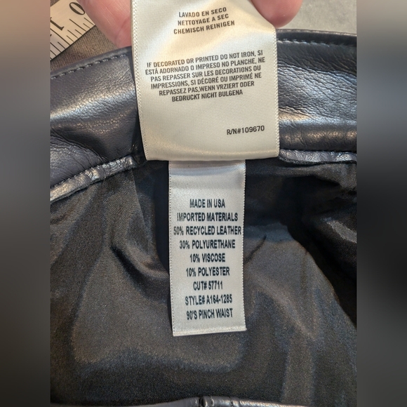 Agolde Recycled Leather Pants Womens 29 90s Pinch High Waist Charcoal Grey - Picture 8 of 11